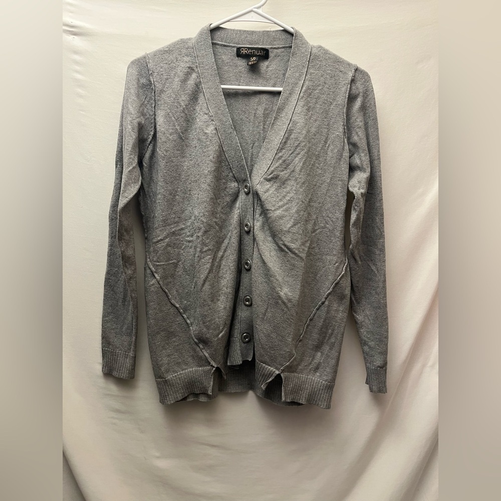 RENUAR V NECK SLIGHTLY OVERSIZED LONG SLEEVE BUTTON DOWN SWEATER CARDIGAN SM